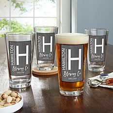 Modern Monogram Pub Glass